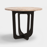Caffe Latte Napoli Side Table in travertine and brown grey lacquer