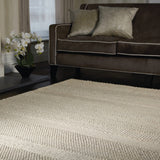 Natural Stripe Hand Woven Wool & Viscose Rug, shown in a room setting