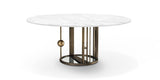 Nembo Sculptural Base Marble Luxury Dining Table in Carrara White marble