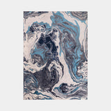 Ocean Metallic Blue Luxury Rug in ocean blue, grey and ivory