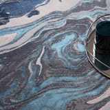 Ocean Metallic Blue Luxury Rug, detail