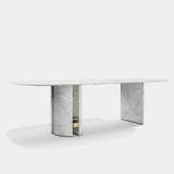 Oval Marble Oriol Dining Table with Metal Detailing, alternative angle
