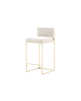Laskasas Peter Bar Stool in premium fabric with brass frame, 82cm counter height, side angle