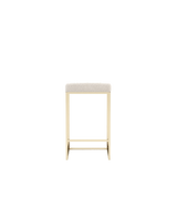 Laskasas Peter Bar Stool in premium fabric with brass frame, 82cm counter height