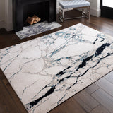 Pista Azul Metallic Luxury Rug, shown in a room setting