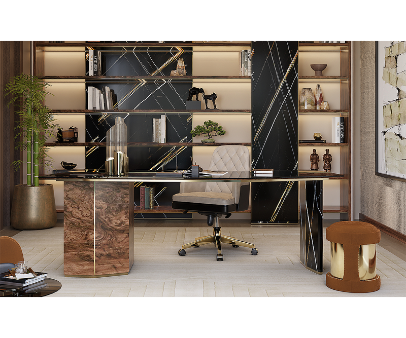 High-end office interior with the sleek and functional Algerone Desk.