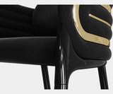 Polished Brass & Black Velvet: The GATSBY Dining Chair Features Luxury Materials. 