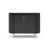 Lantine 2 Door Cabinet - Black Oak & Brass