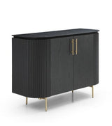 Lantine 2 Door Cabinet - Black Oak & Brass