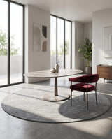 Rastrema Oval Pedestal Luxury Dining Table in a room setting