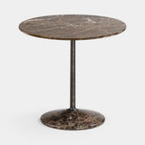 Rastrema Round Pedestal Luxury Side Table in brown marble