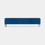 Reticolo Lacquered Luxury TV Cabinet in blue lacquer