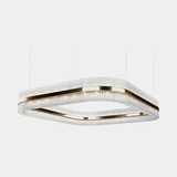 Castro Lighting Rolland Square Suspension Lamp in gold-plated brass with clear glass, available from Touched Interiors UK