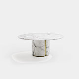 Round Marble Oriol Coffee Table with Metal Detailing, alternative angle