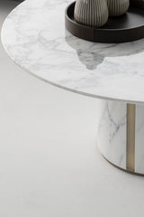 Round Marble Oriol Coffee Table with Metal Detailing, close-up detail