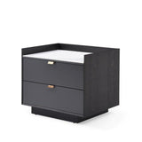Saviour Bedside Table - White Marble & Anthracite/Grey Wash Oak