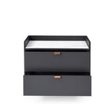 Saviour Bedside Table - White Marble & Anthracite/Grey Wash Oak