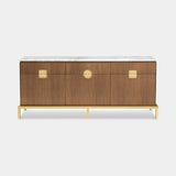 Sezione Brass Stand Luxury Sideboard shown in oak with Calacatta Gold marble
