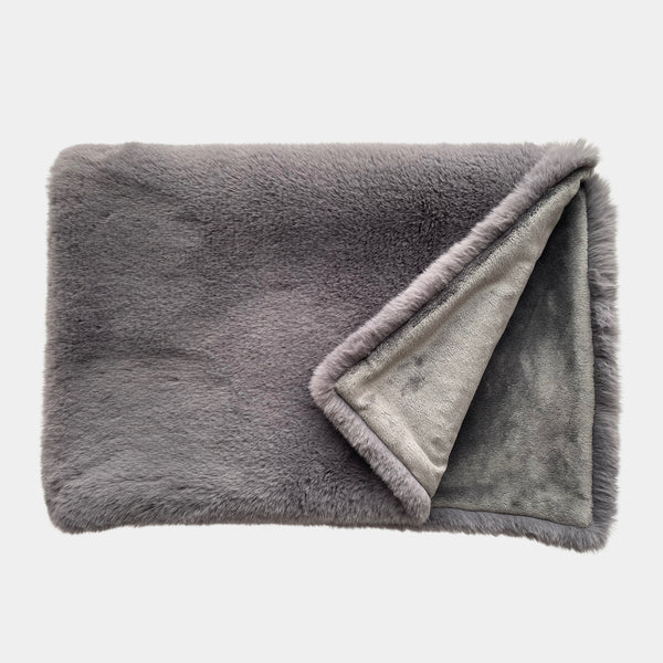 Slate Grey Premium Faux Fur Throw