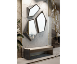 Handcrafted luxury mirror featuring smoked glass and a sophisticated geometric frame.