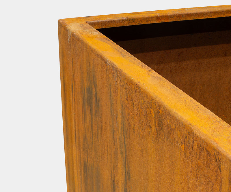 Weather-resistant Corten Steel Planter ideal for patio décor and outdoor living spaces.