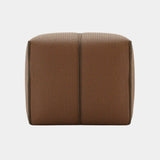 Textured Faux Leather Pouf with Velvet Piping