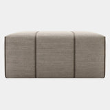 Textured Weaved Pouf with Velvet Piping