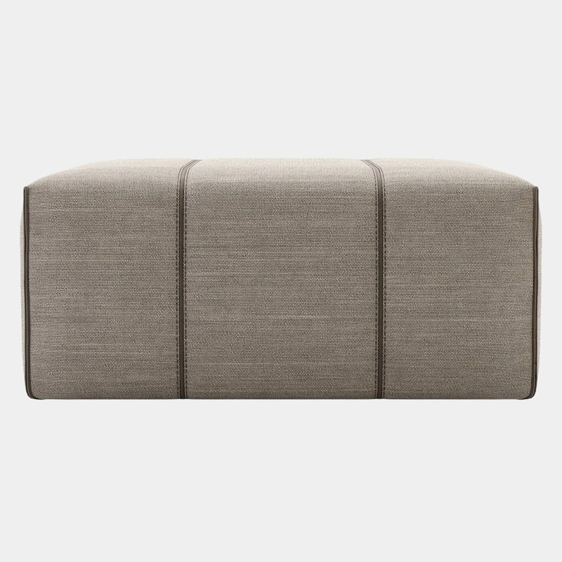 Textured Weaved Pouf with Velvet Piping