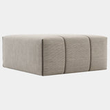 Textured Weaved Pouf with Velvet Piping