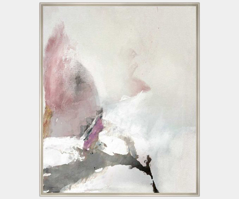 Tollo hand-painted abstract art in a distressed off-white frame for luxury home decor.