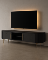 Lantine TV Unit - Black Oak & Brass
