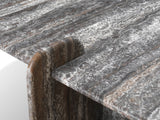 Tressette Folded Slab Marble Luxury Coffee Table, top view