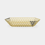 Trigono Openwork Long Luxury Tray in 24 carat gold plated stainless steel