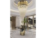 Luxurious gold crystal chandelier, perfect for grand entrance, Versailles elegance.