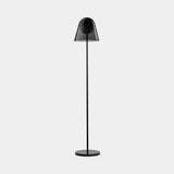 Vespero Glass Shade Luxury Floor Lamp in smoked glass on a black stand