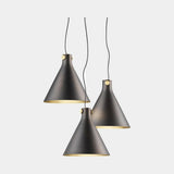Viandante Triple Cone Luxury Suspension Lamp in burnished brass