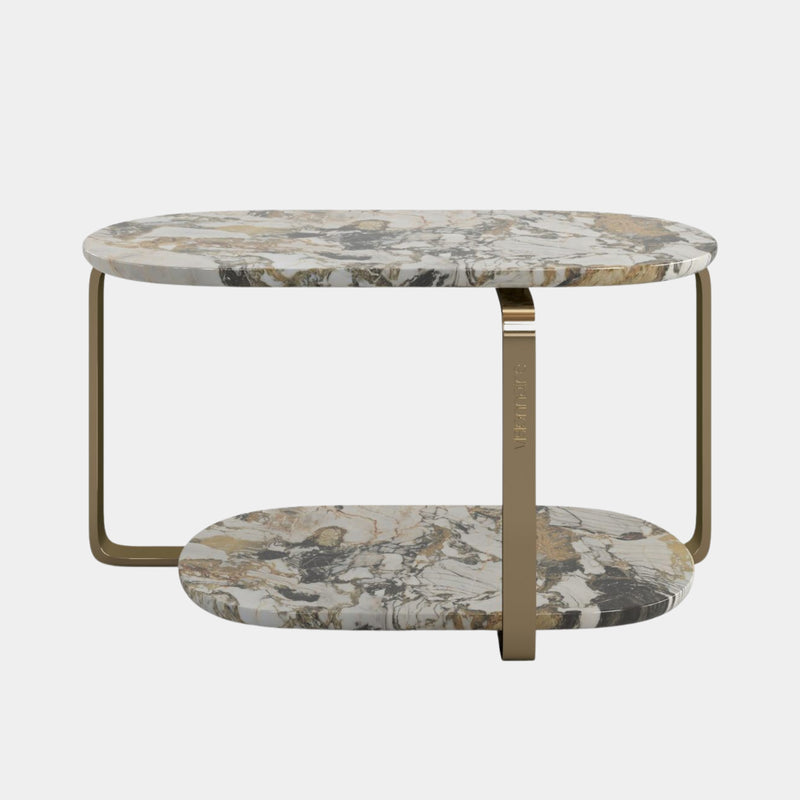 Visionnaire Button Luxury Modern Low Table: Marble Top