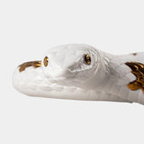 White Porcelain Luxury Snake Sculpture with Copper Luster