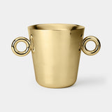 Zero Ring Handle Luxury Wine Cooler in gold finish stainless steel with brass handles