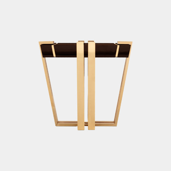 Polished brass, Black lacquer & Emperador Marble Side Table