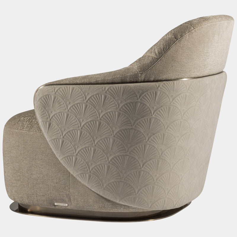 Visionnaire Adele Armchair Customisation: Design your dream chair. Choose from leather or fabric upholstery, a variety of metal finishes, and a dividing profile to create the perfect addition to your living space.