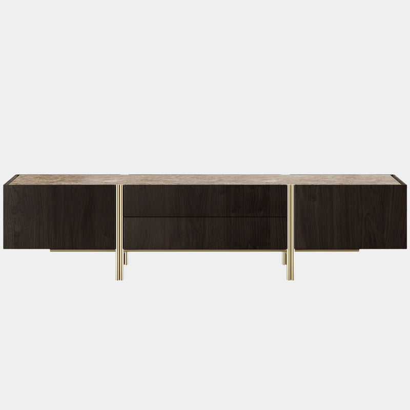 The Private Label Edge TV Cabinet with Marble & Aged Brass