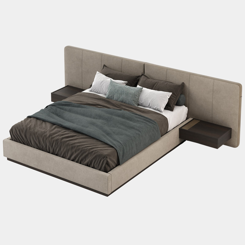 Allure Smoked Oak Matte Bed with Built-In Wireless Phone Chargers
