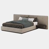 Allure Smoked Oak Matte Bed with Built-In Wireless Phone Chargers