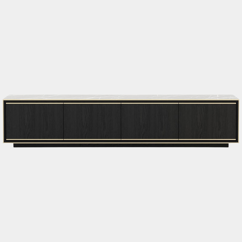 Amalfi Nero Marquina Marble TV Cabinet with Golden Detailing