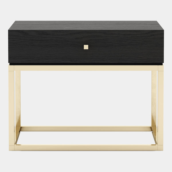 Asuras Black Ash Bedside Table with Golden Legs