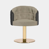 Bahama Swivel Dining Chair in Polished Brass with Grey Leather