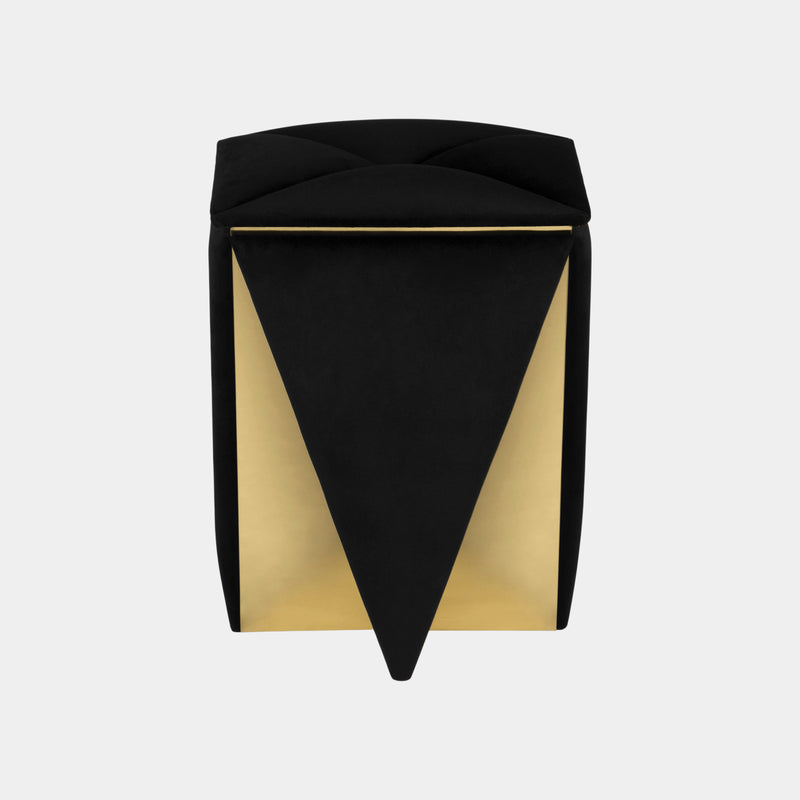 Brass & Black Velvet Prism Stool
