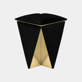 Brass & Black Velvet Prism Stool