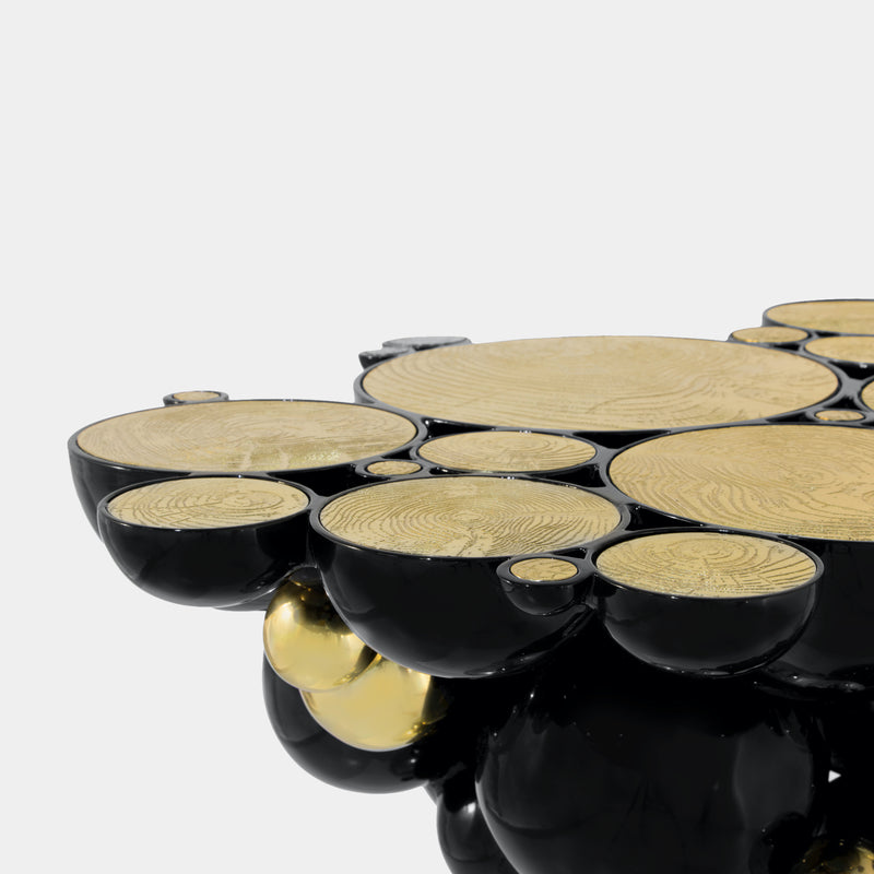 Brass & Gold Plated Black High Gloss Bubbles Console